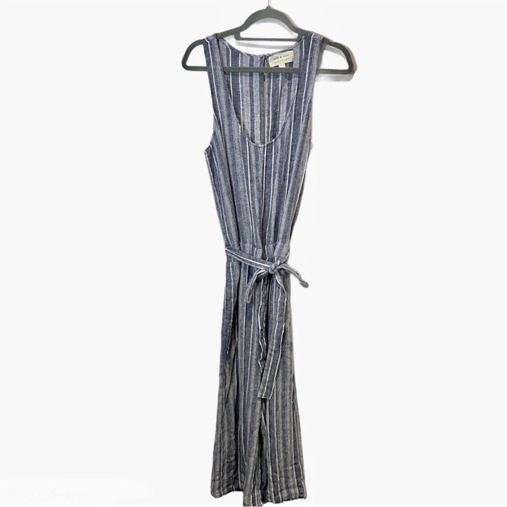 Cloth & Stone striped linen blend jumpsuit size medium